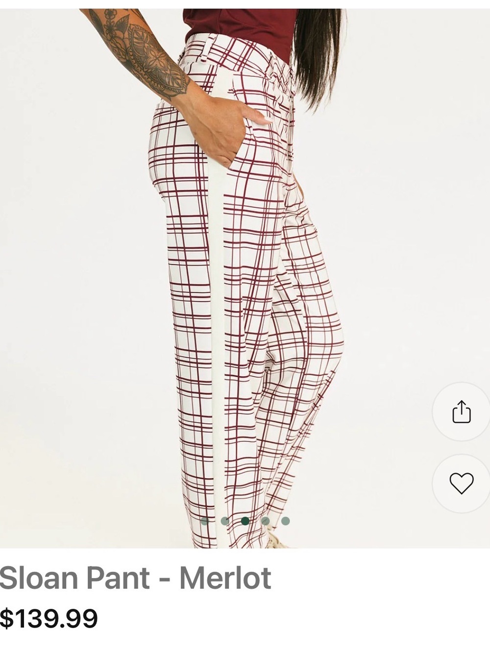 Fore All ⛳️Sloan  Cream and Burgundy Plaid Pants-Large